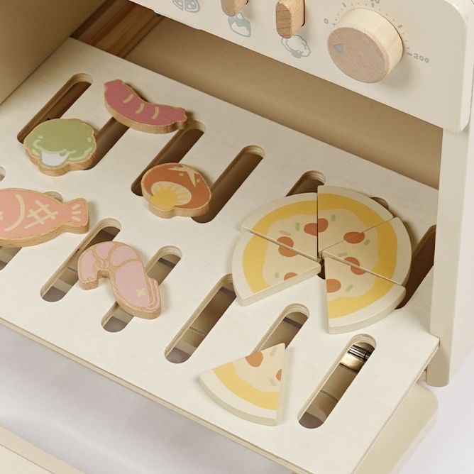 Cream Colour Wooden Oven Kitchen Pretend Play