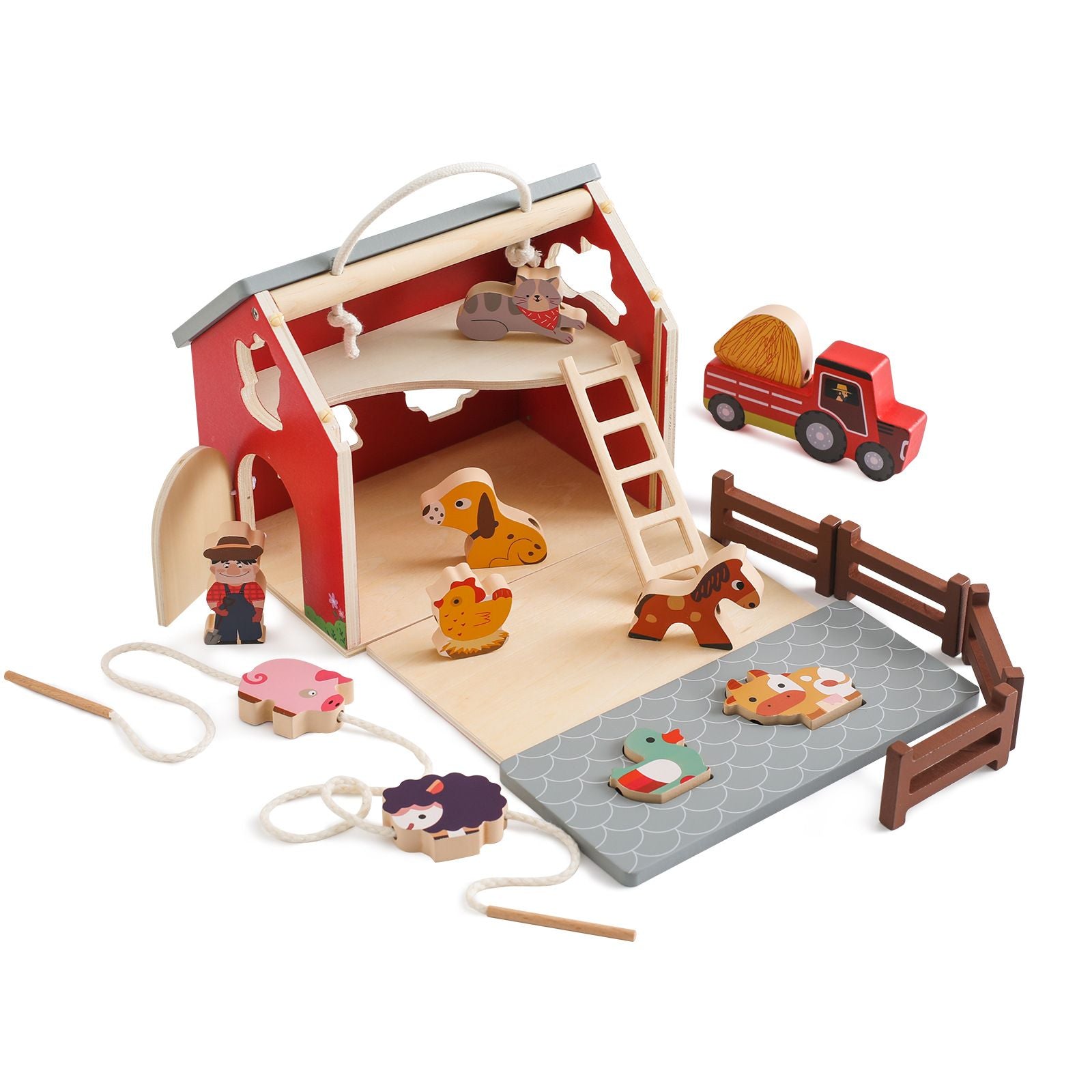 Wooden Barn Complete Farm Play Pretend Play Children Gift