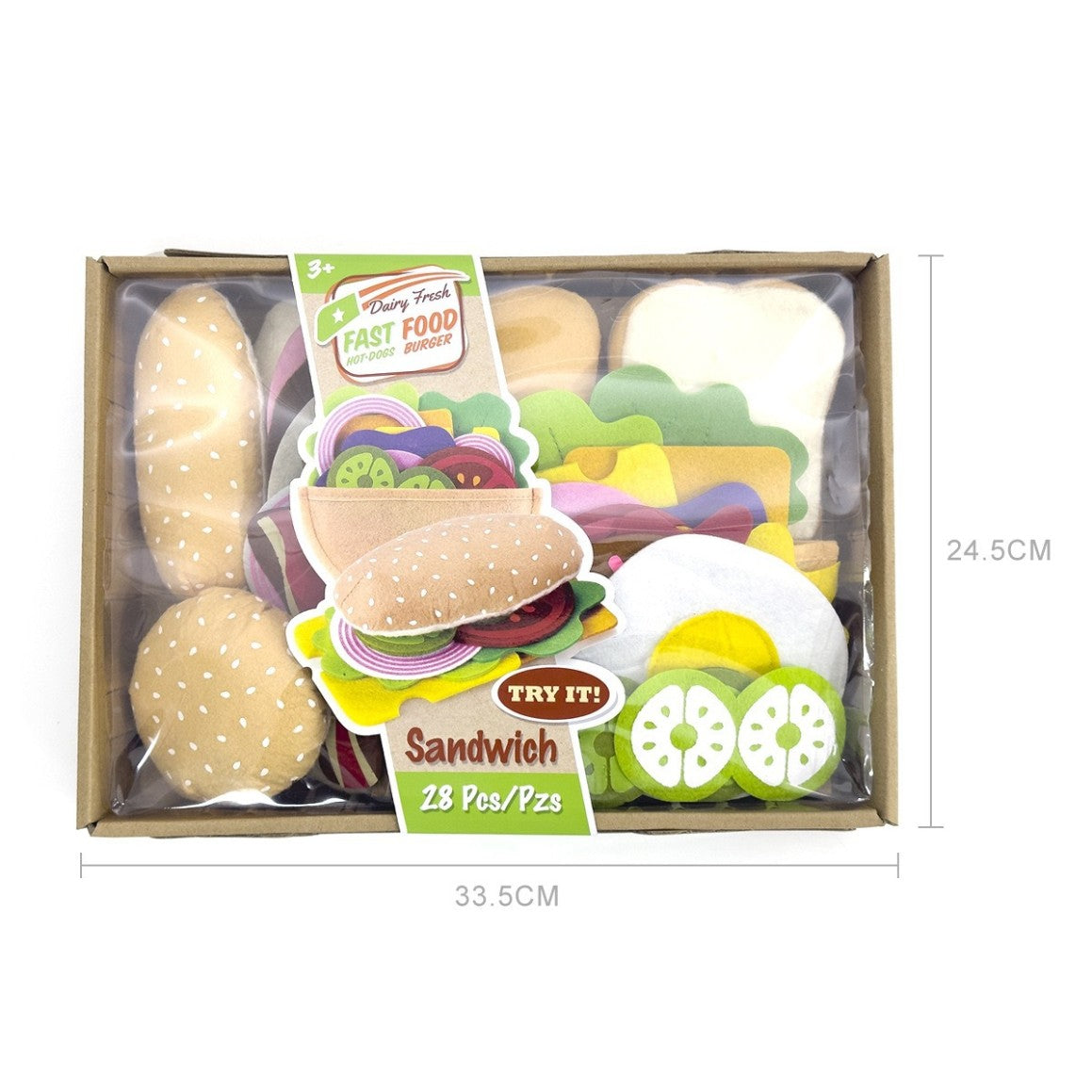 Felt Burger Sandwich Hotdog Pretend Play Kitchen Food Toy