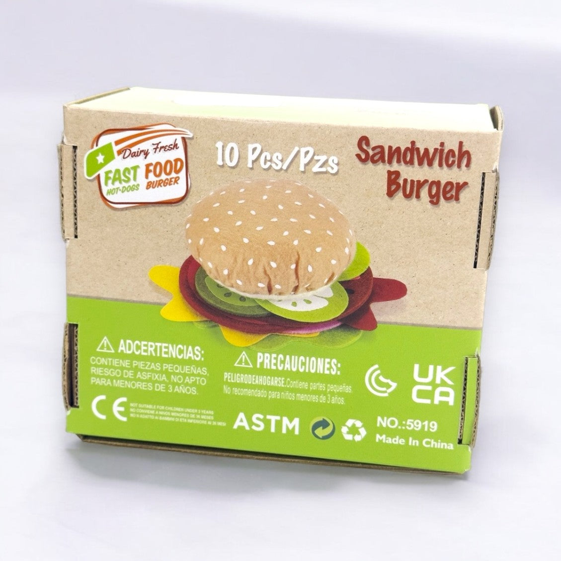 Felt Burger Sandwich Hotdog Pretend Play Kitchen Food Toy
