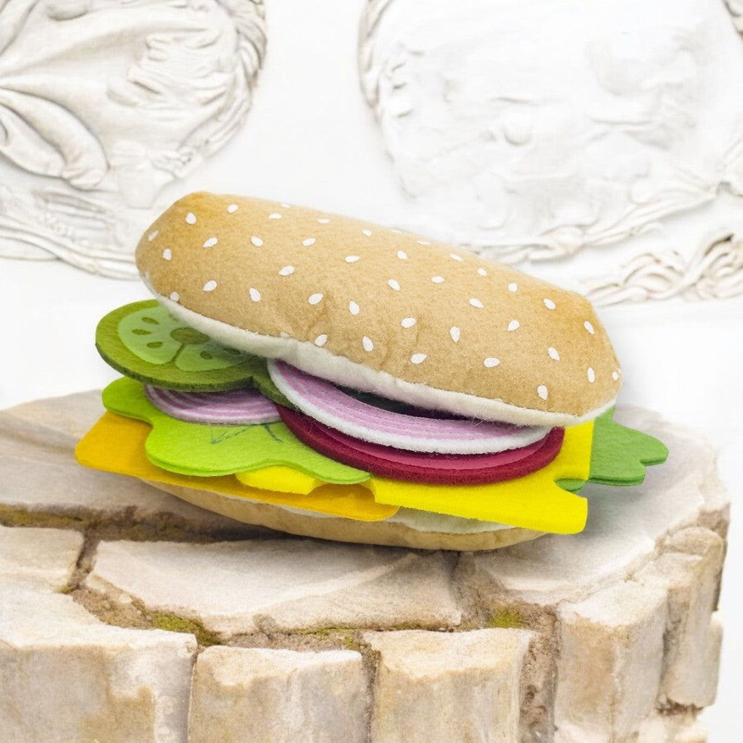Felt Burger Sandwich Hotdog Pretend Play Kitchen Food Toy