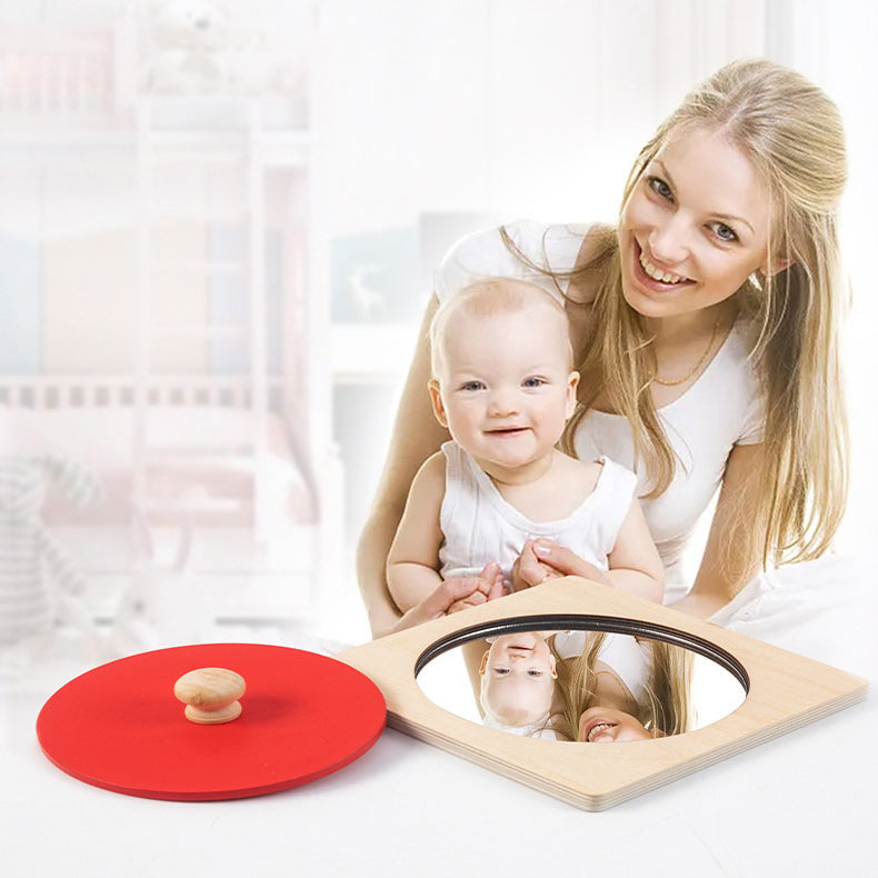 Wooden sensory toy mirror enhance visual perception