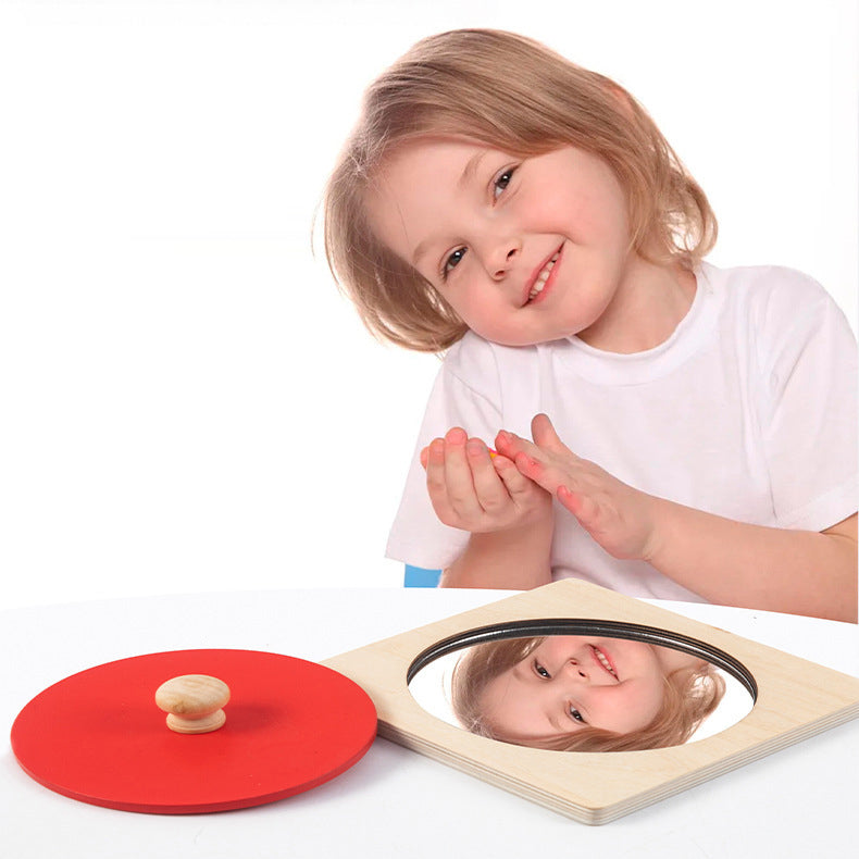 Wooden sensory toy mirror enhance visual perception