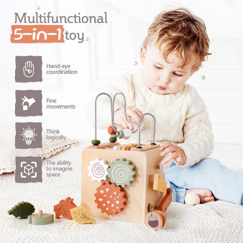 Montessori inspired multi-function 5-in-1 toy box