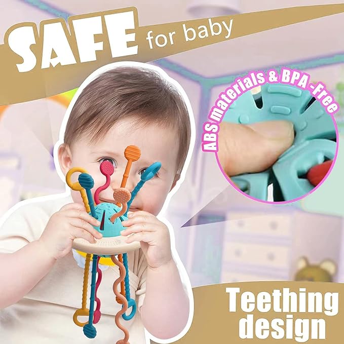 Silicone Pull String Interactive Busy UFO Fine Motor Toy