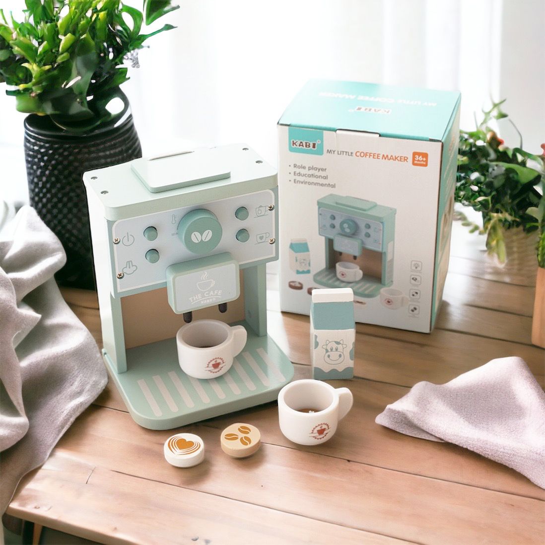 Kabi wooden coffee maker. Kitchen pretend play toy