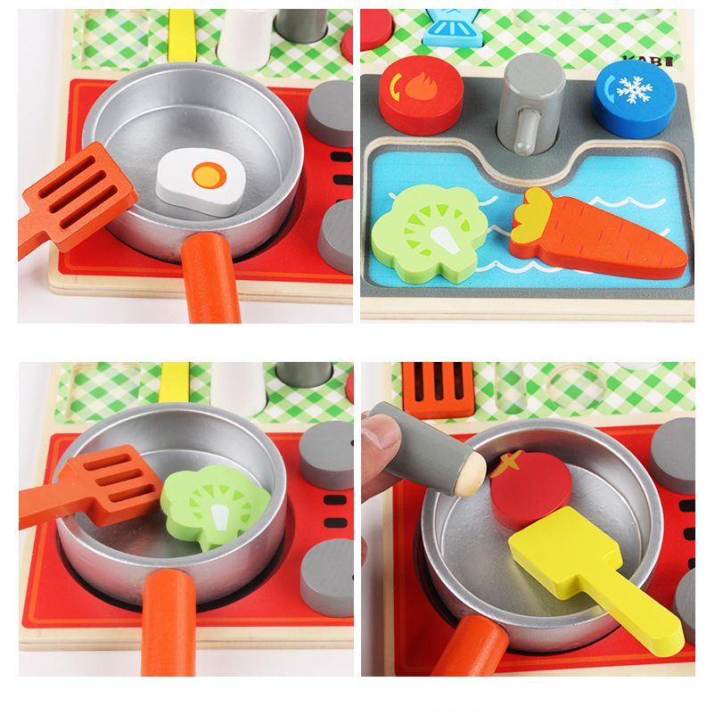 Kabi Kitchen Play Set. Pretend Play Set. Wooden Kitchen Food Toy.