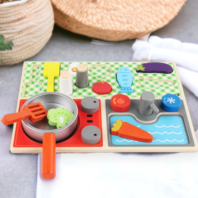 Kabi Kitchen Play Set. Pretend Play Set. Wooden Kitchen Food Toy.
