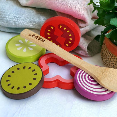 Kabi Wooden Salad Pretend Play Toy Set Kitchen Play Food