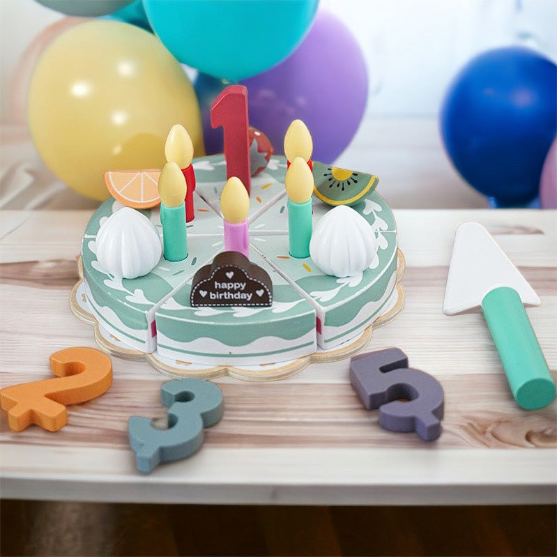 Wooden Toy Birthday Cake Pretend Play Celebration