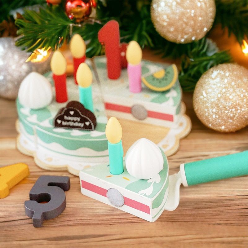 Wooden Toy Birthday Cake Pretend Play Celebration