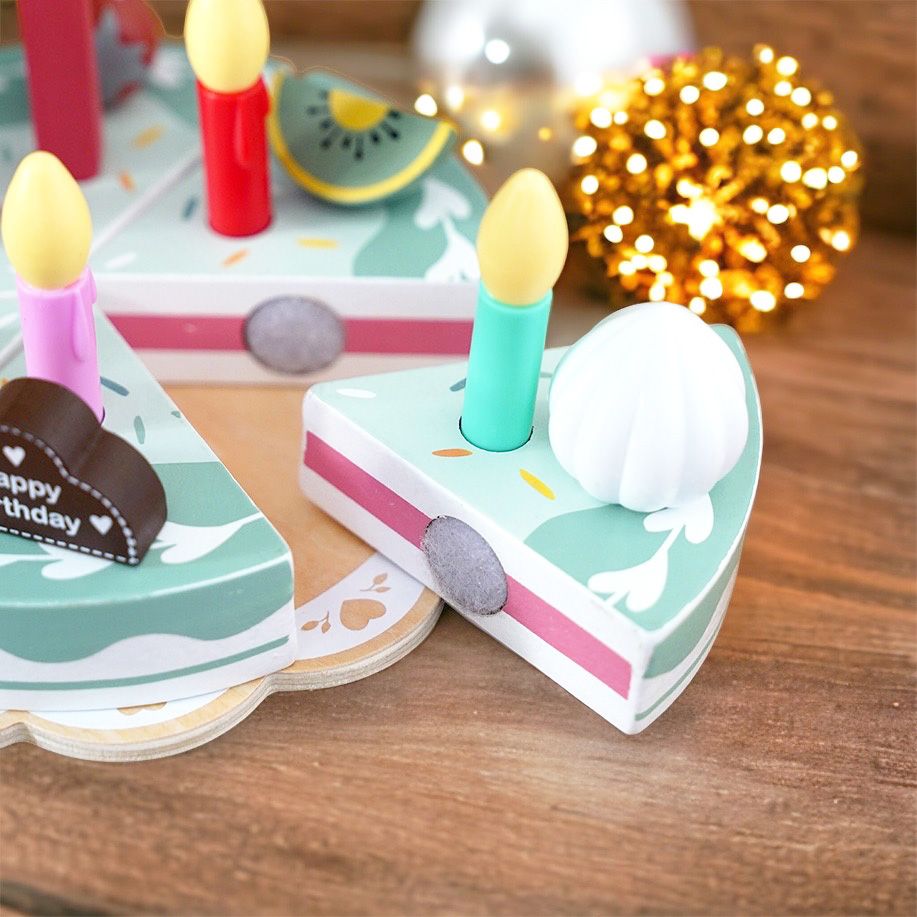 Wooden Toy Birthday Cake Pretend Play Celebration
