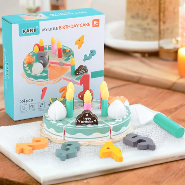 Wooden Toy Birthday Cake Pretend Play Celebration