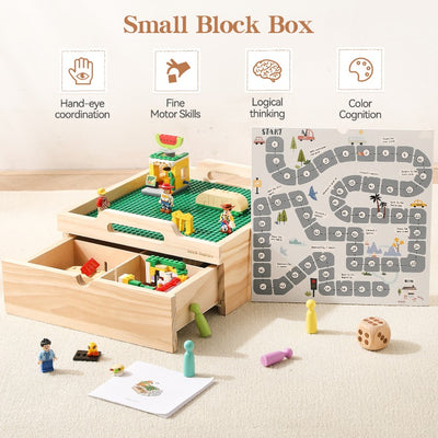 Montessori-Inspired Wooden LEGO Activity Box with Game Board