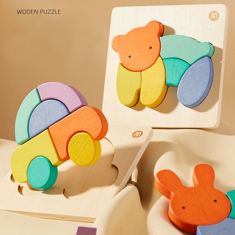 Animals Big Piece Wooden Toddler Baby Jigsaw Puzzle. 4-7pc