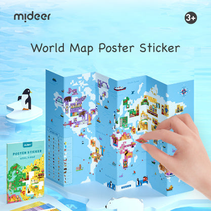 Mideer World Map Poster Mosaic Sticker Educational Geography