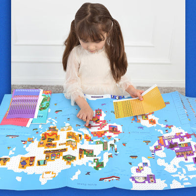 Mideer World Map Poster Mosaic Sticker Educational Geography