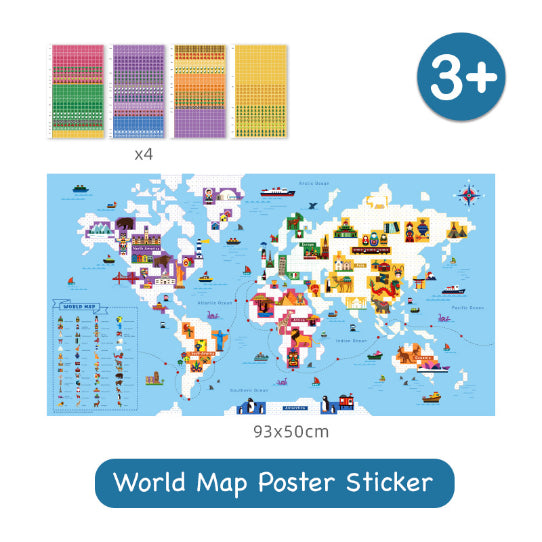 Mideer World Map Poster Mosaic Sticker Educational Geography