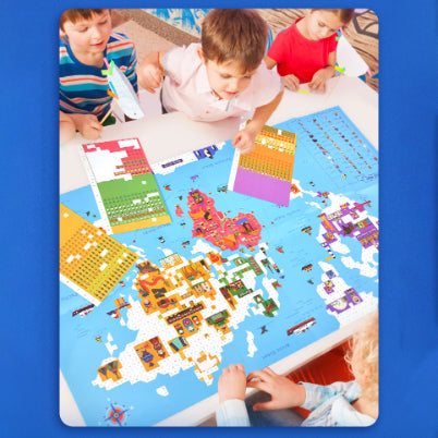 Mideer World Map Poster Mosaic Sticker Educational Geography
