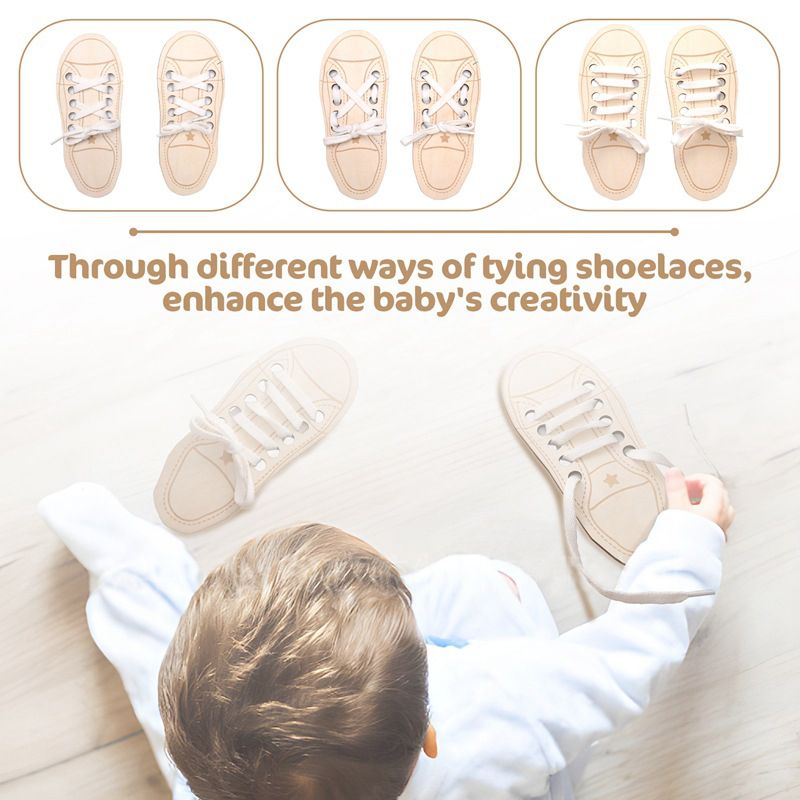 Wooden Shoe Lace Threading. Early Learning Toy for Toddler