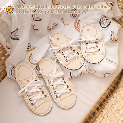 Wooden Shoe Lace Threading. Early Learning Toy for Toddler