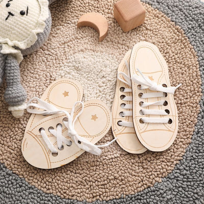 Wooden Shoe Lace Threading. Early Learning Toy for Toddler