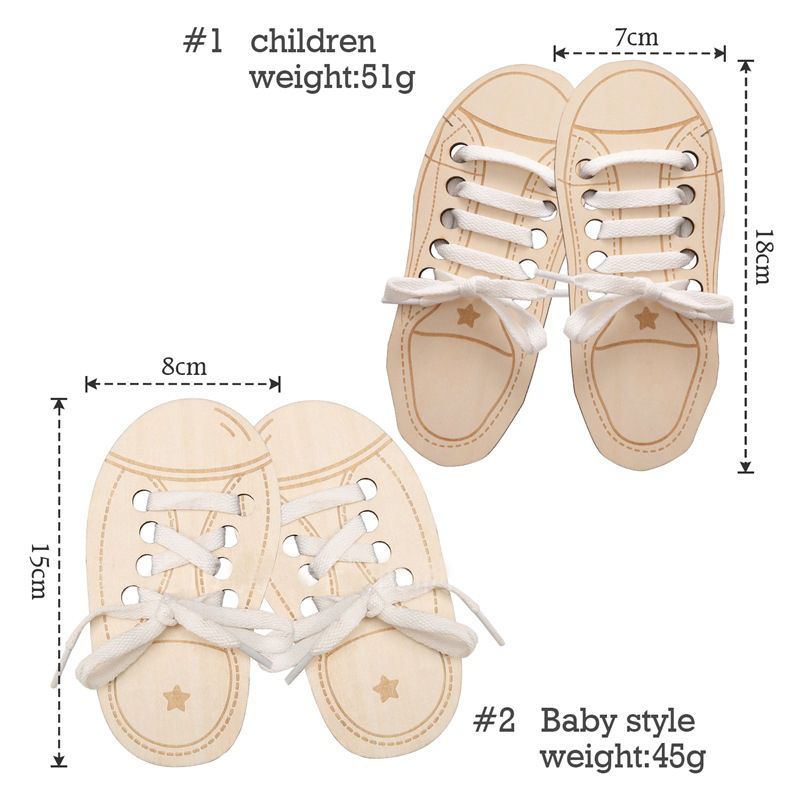 Wooden Shoe Lace Threading. Early Learning Toy for Toddler