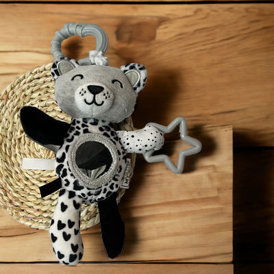 Mothercare Black and White Bear Crib Cot Stroller Hanging Toy. Pullable & Vibrate when retracting.