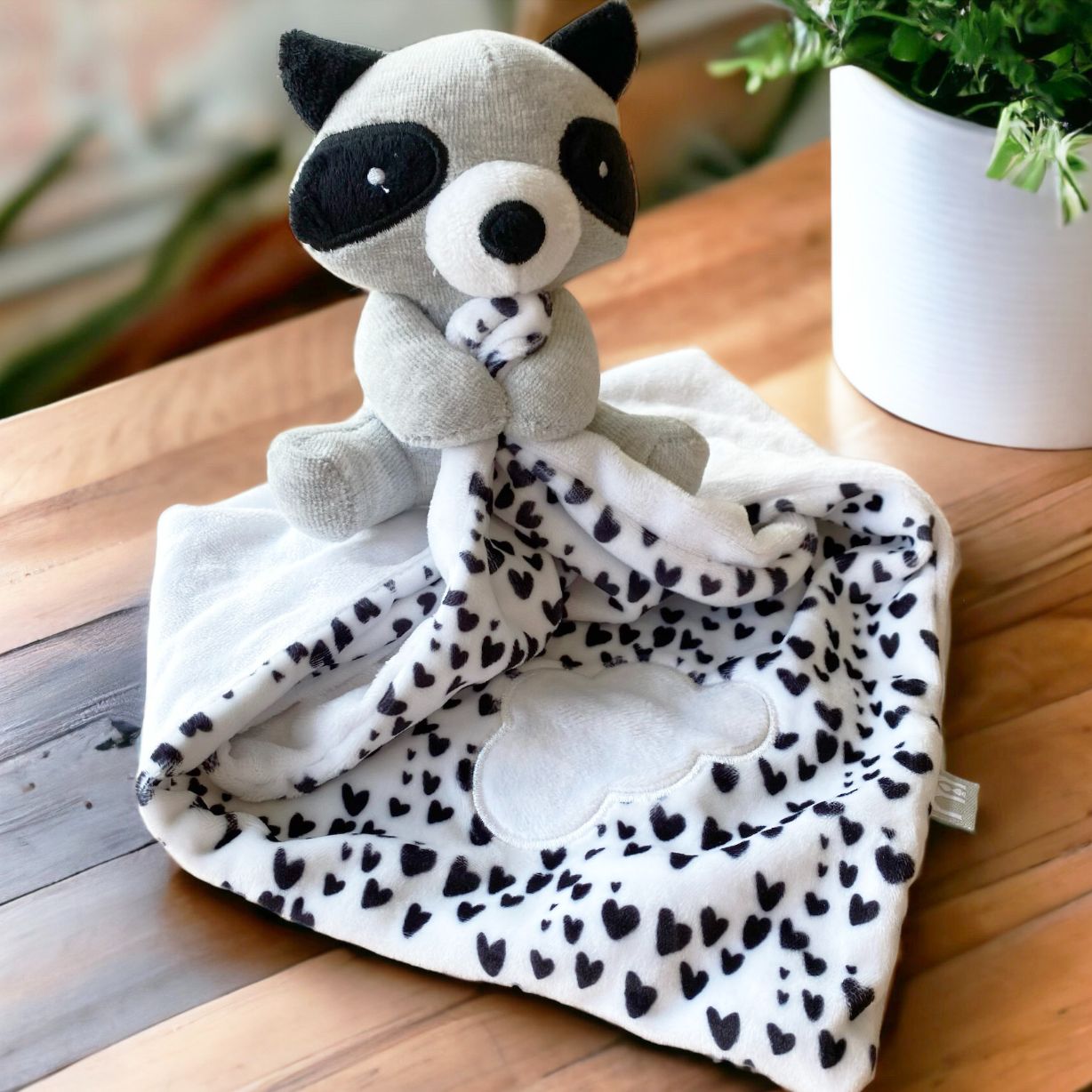 Mothercare Black and White Baby Raccoon Comforter