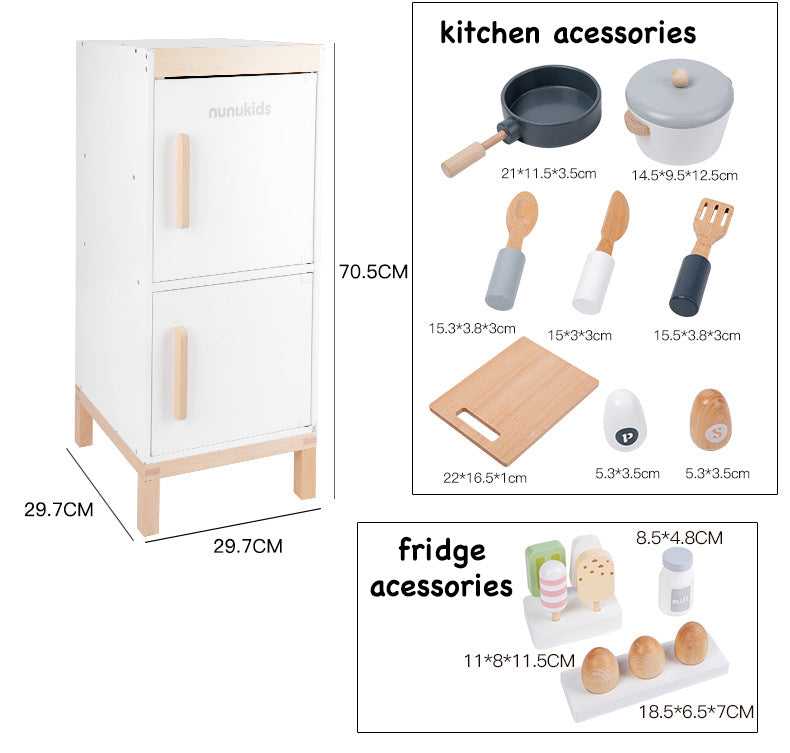 Wooden kitchen and fridge pretend play set