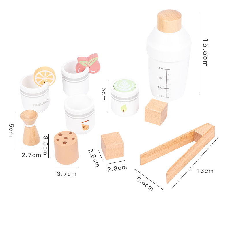 Wooden Milk Tea Set. Kitchen Pretend Play Toy