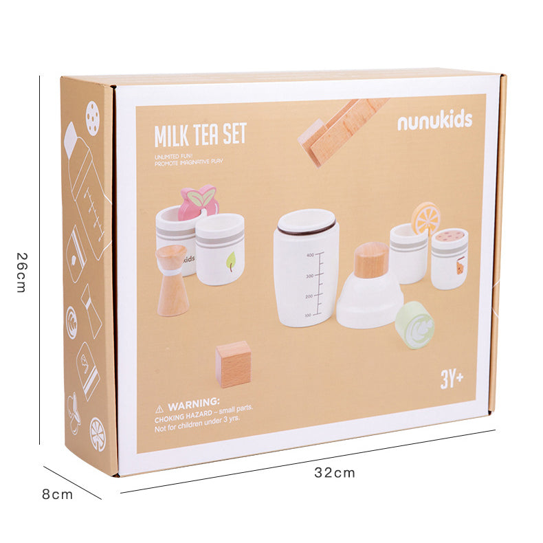 Wooden Milk Tea Set. Kitchen Pretend Play Toy