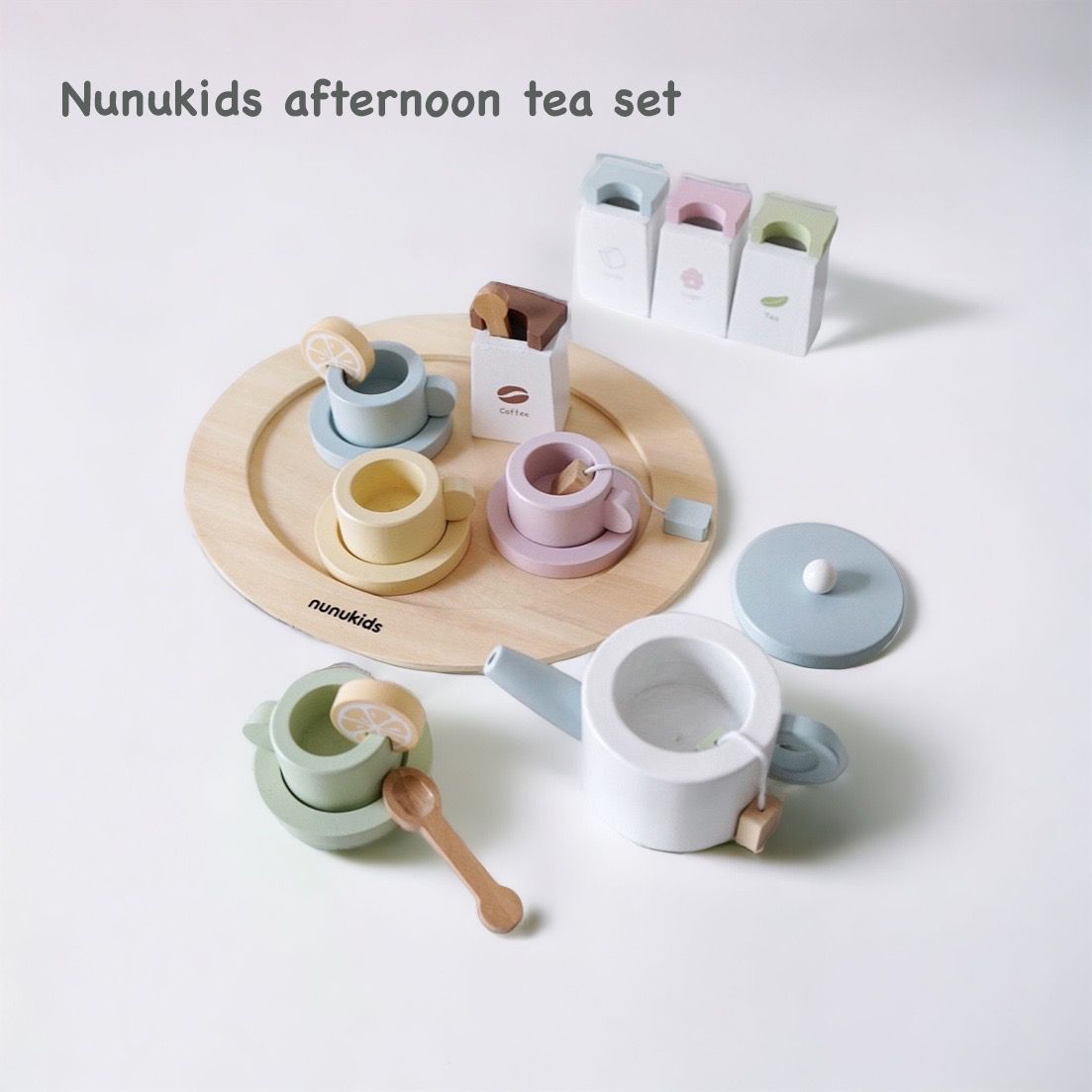 Wooden Afternoon Tea & High Tea Set Kitchen Pretend Play