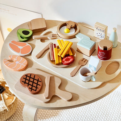 Wooden Complete Breakfast Kitchen Pretend Play Set