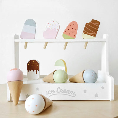 Wooden Ice Cream Ice Pop Pretend Play Kitchen Play Set