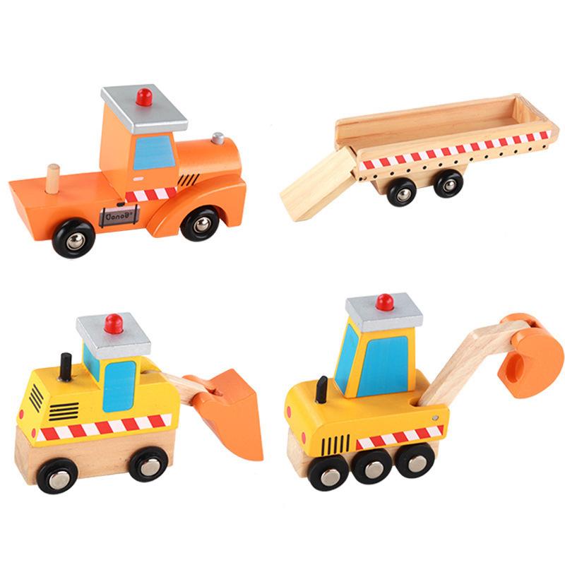 Wooden Transportation trailer, excavator, construction vehicles