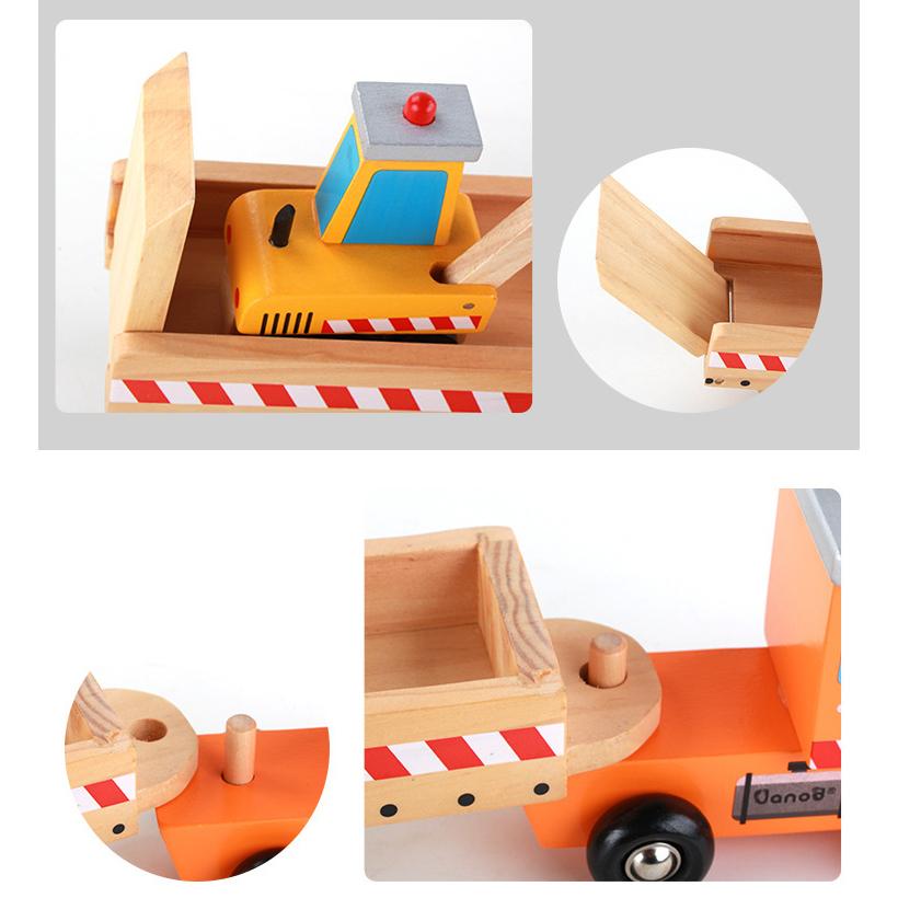 Wooden Transportation trailer, excavator, construction vehicles