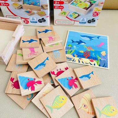 Plative Wooden Sea Animal Matching Game, Early Learning
