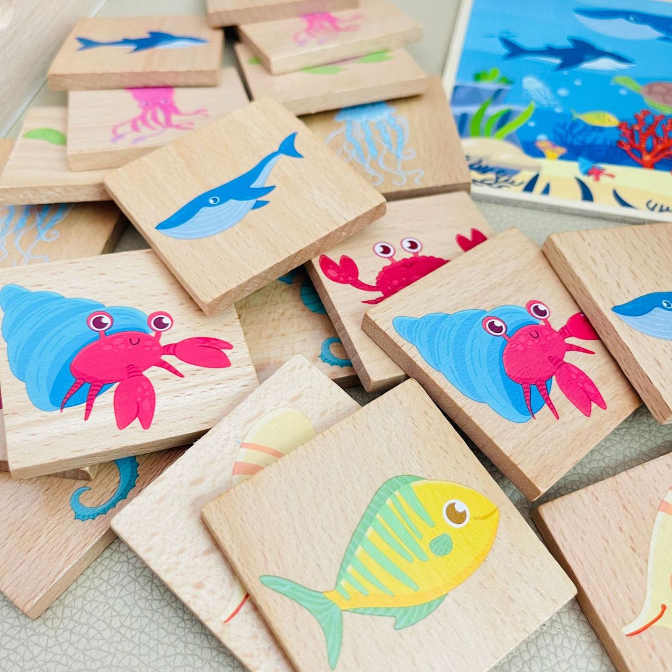 Plative Wooden Sea Animal Matching Game, Early Learning