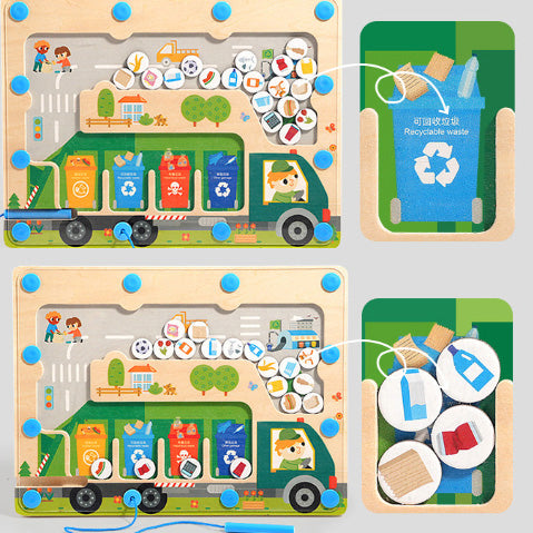 Waste sorting game board . Learn about Recycling