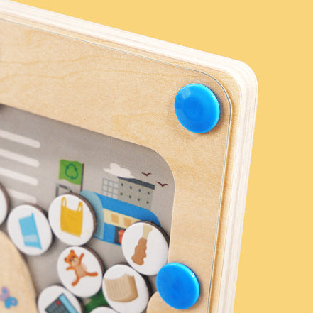 Waste sorting game board . Learn about Recycling