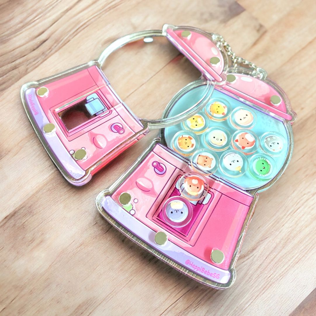 Novelty shakable cute adorable gumball souvenir keychain
