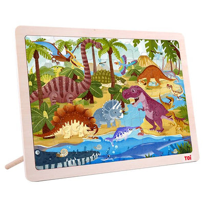 TOI Dinosaur 24pc Wooden Jigsaw Puzzle With Display Tray
