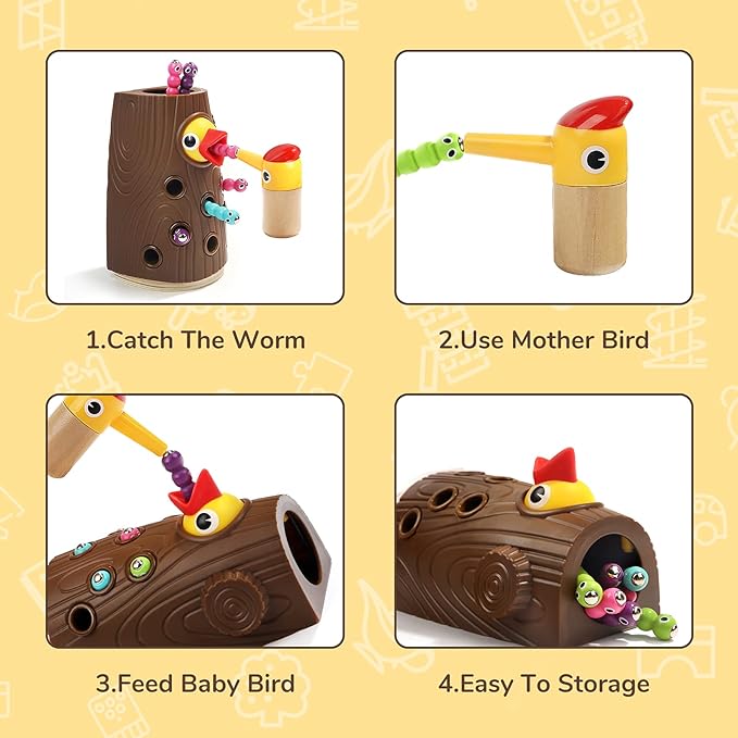 Topbright woodpecker magnetic worm Montessori Inspired Toy
