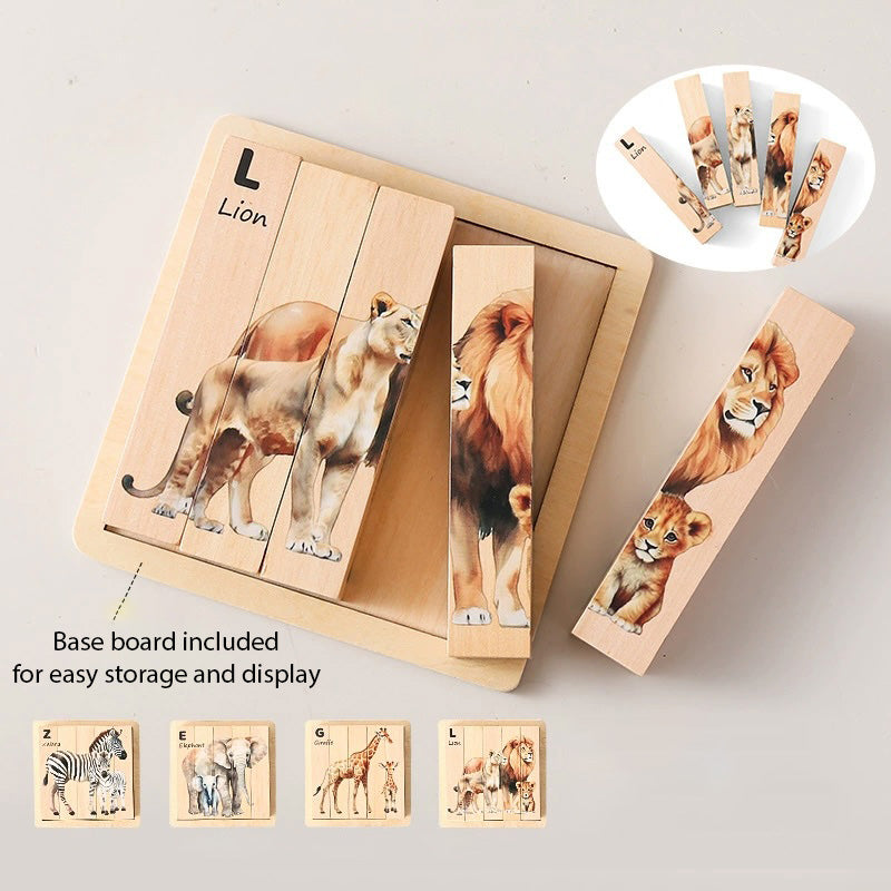 Wooden animal 4 in 1 puzzle