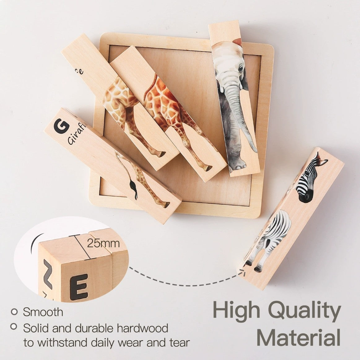 Wooden animal 4 in 1 puzzle
