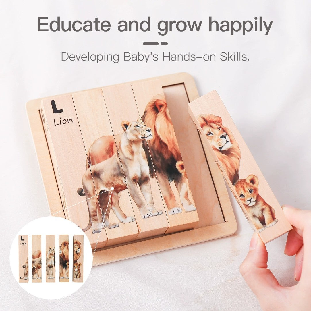 Wooden animal 4 in 1 puzzle