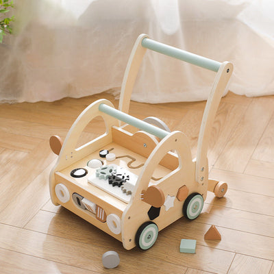 Montessori-Inspired Wooden Baby Walker with Activity Center