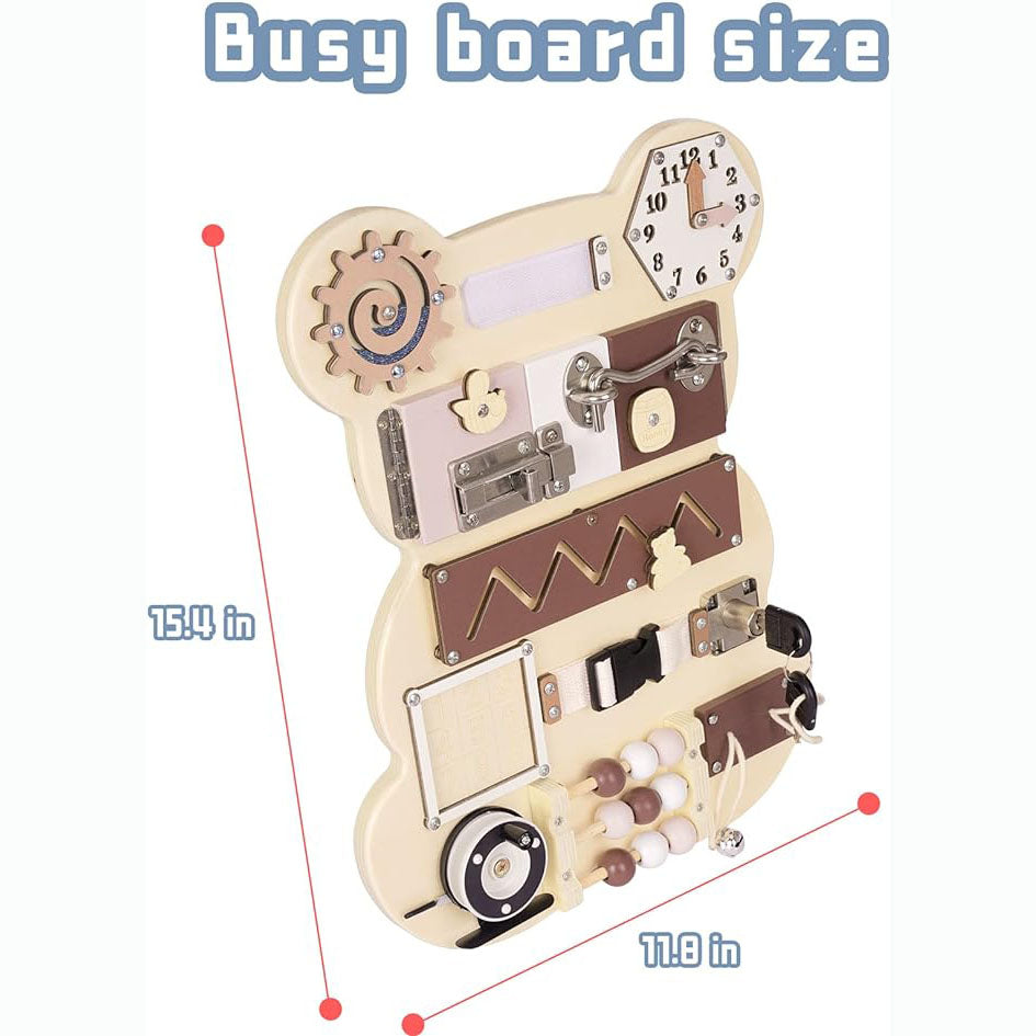 Montessori Wooden Bear Busy Sensory 12-in-1 Activity Board