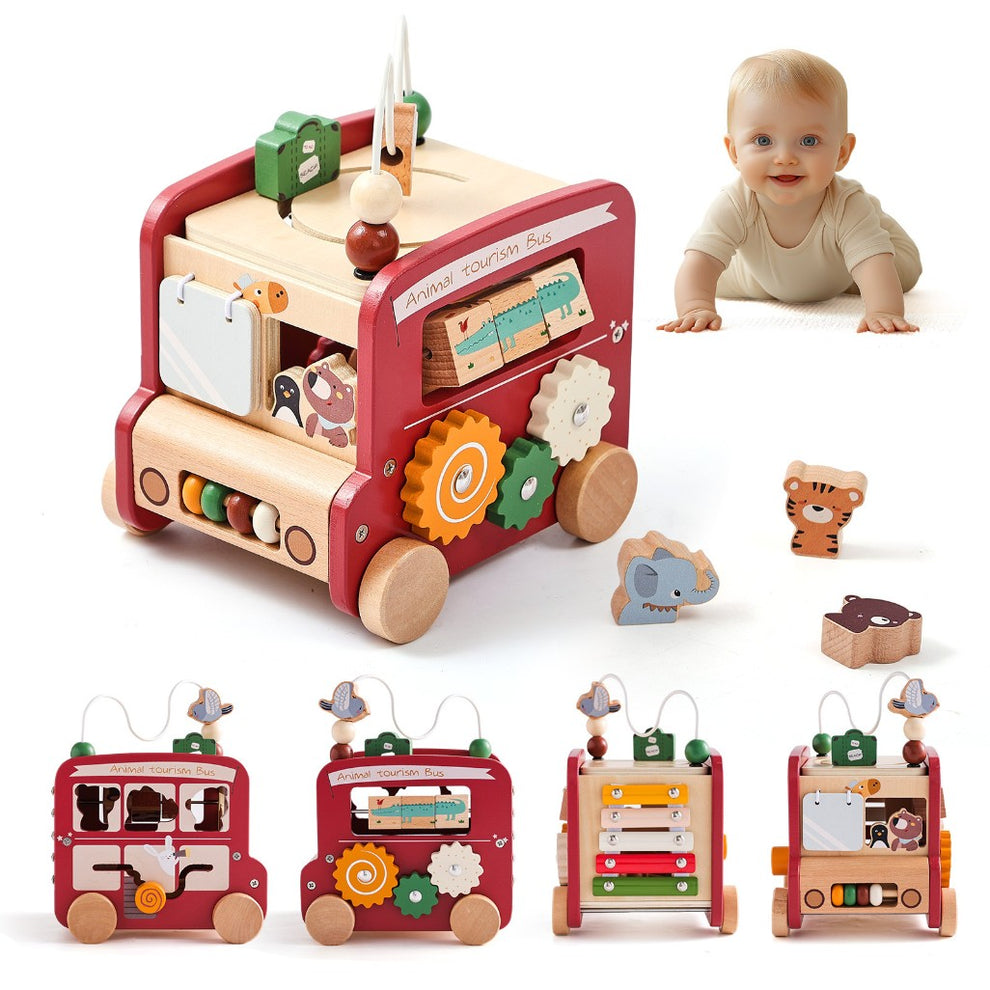 Montessori Inspired 8-in-1 Wooden Bus Multi Activity Toy – Happi Bebe